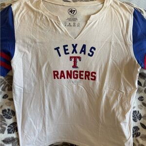 47 women’s Texas Rangers White & Blue Tee NWOT - size XL